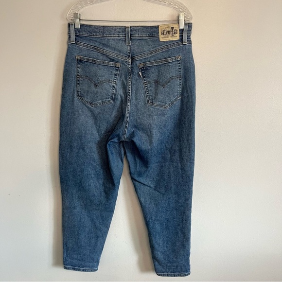 Levi's Silver Tab Mom Jeans Baggy High Rise Ankle Sz 32x27 Wasit 32 Light Wash - Picture 10 of 13